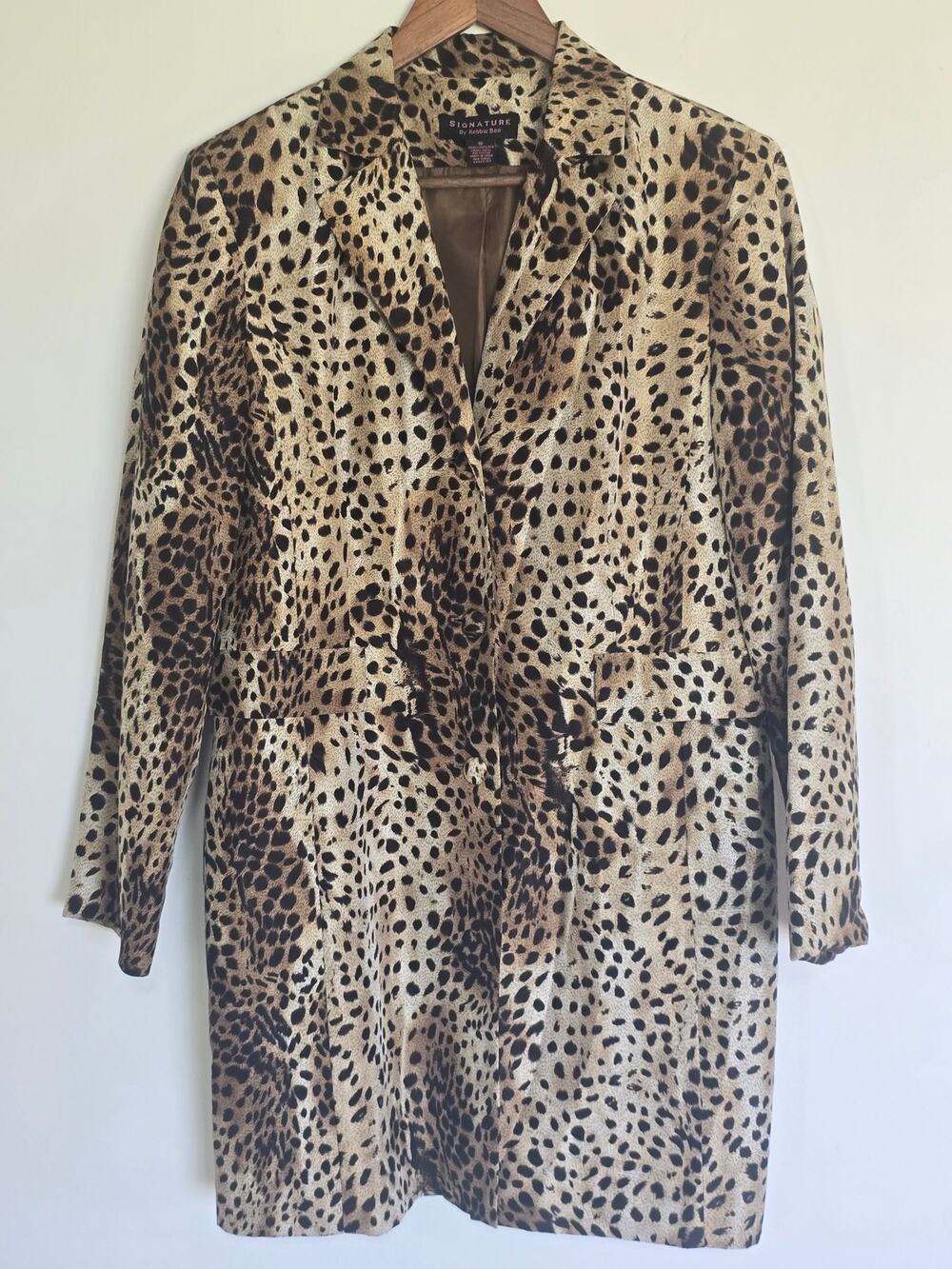 Signature Robbie Bee Silk Leopard Print Longline Duster Jacket 10